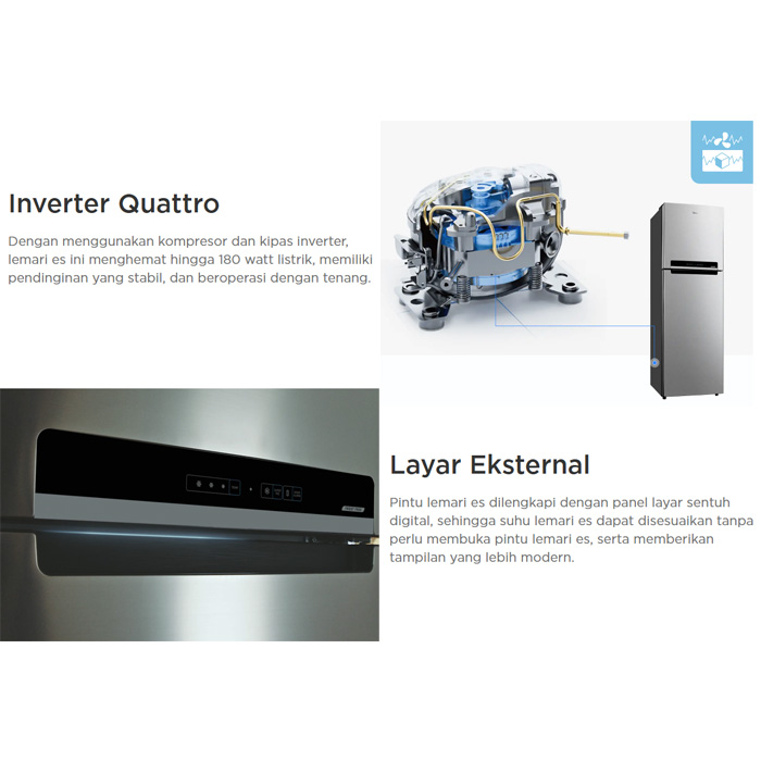 Midea Kulkas Everest 2 Pintu 428 Liter Inverter Silver - MDRT 572 EVF50ID | MDRT-572- EVF50ID